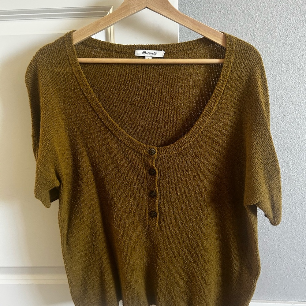 Madewell Olive Green Scoop Neck Sweater